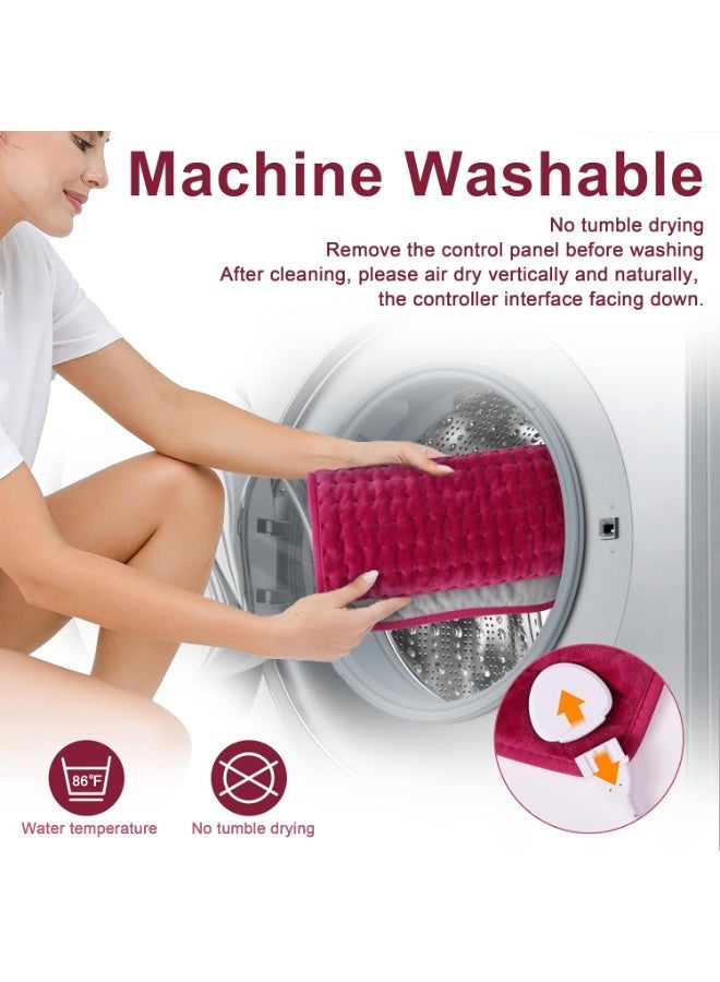 وسادة تدفئة كهربائية للحرارة الجافة والرطبة، إعدادات حرارية ومؤقت متعددة، وسادة حرارية ناعمة قابلة للغسيل للاستخدام على الظهر والرقبة والجسم - Image 4